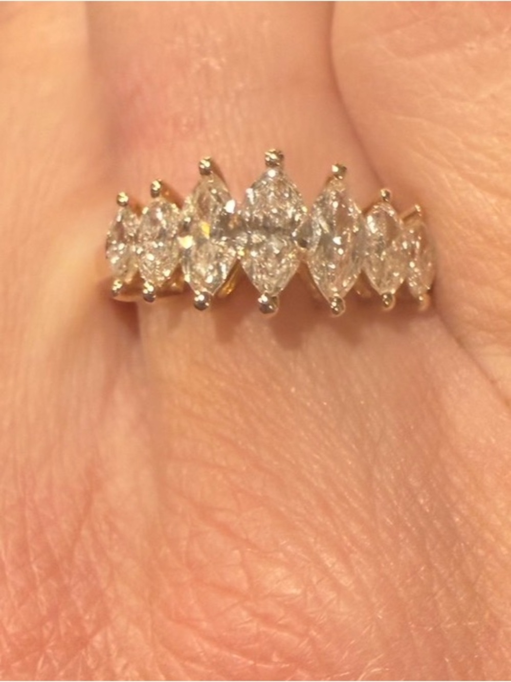 1CT Marquise Diamond Band Ring with gold 14K gold band